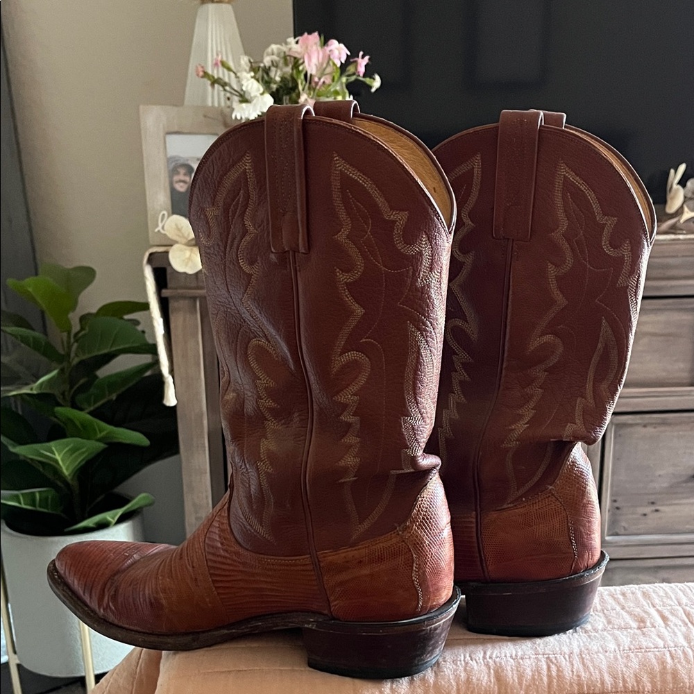 Lucchese Tan and Brown Leather Boots